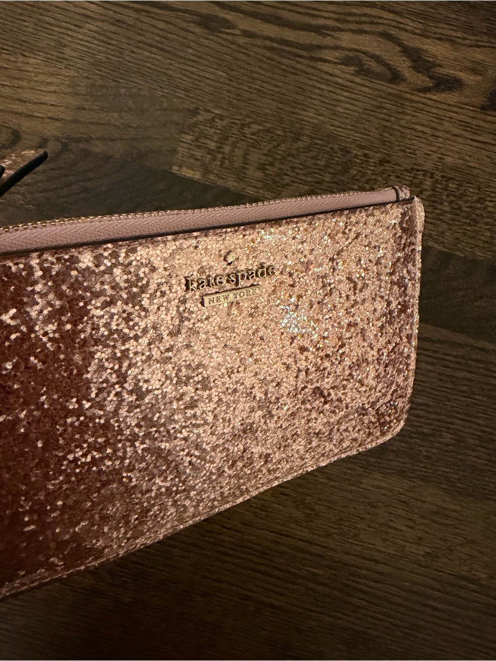 Kate Spade Rose Gold Glitter Wristlet